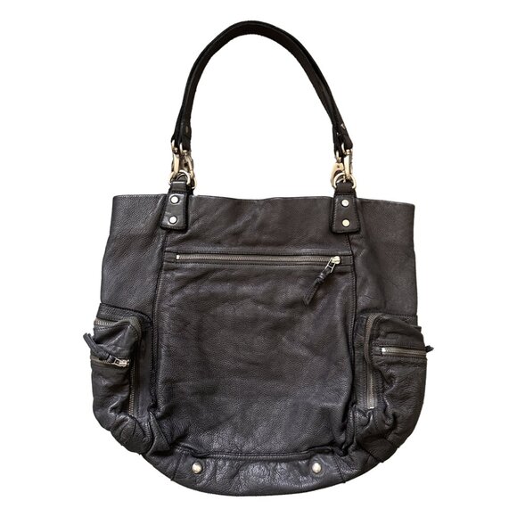 All Saints Handbags - AllSaints Genuine Leather Large Black Shoulder Bag